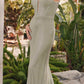 Juliet JT2470S Long V-Neck Boned Bodice Fitted Net Mesh Formal Dress