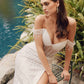 Juliet JT2471LW Long Off the Shoulder Fringe Sleeve Fitted Wedding Gown