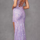 Juliet JT2473R Long Fitted Sequin Lace Applique Boned Corset Gown