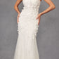 Juliet JT2475UW Long 3D Floral Applique Fitted Mermaid Gown