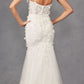 Juliet JT2475UW Long 3D Floral Applique Fitted Mermaid Gown