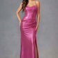 Juliet JT2494S Dress Sleeveless Metallic Fitted Evening Gown