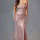 Juliet JT2494S Dress Sleeveless Metallic Fitted Evening Gown