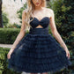 Juliet JT921H Dress Strapless Tulle Ruffles Cocktail Gown