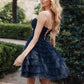 Juliet JT921H Dress Strapless Tulle Ruffles Cocktail Gown