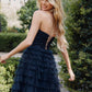 Juliet JT921H Dress Strapless Tulle Ruffles Cocktail Gown