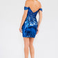 Juliet JT945K Dress Metallic Off Shoulder Fitted Cocktail Dress