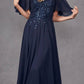 Juliet JTM14F Long A-Line Flutter Mid-Length Sleeve Evening Gown