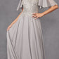 Juliet JTM14F Long A-Line Flutter Mid-Length Sleeve Evening Gown