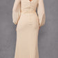 Juliet JTM16A Long Sleeve V-Neck Embroidered Applique Evening Gown