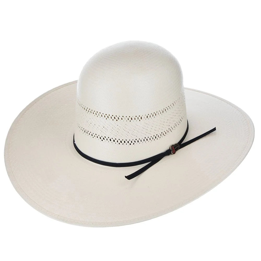 Justin Bardin open crown shantung straw cowboy hat in ivory by HatCountry, three-quarter view