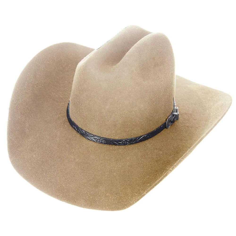 HatCountry Justin Rock Creek 2X wool felt cowboy hat in natural color, three-quarter view