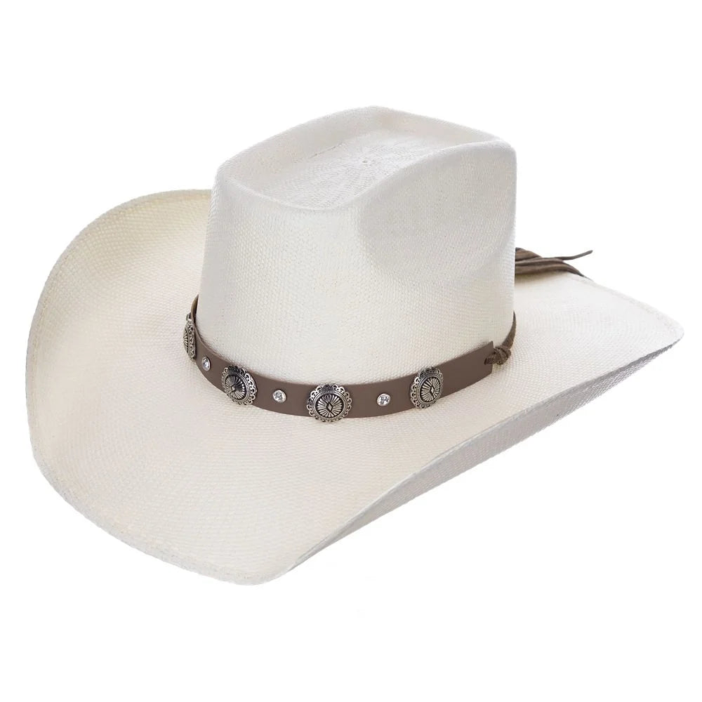 Justin Miley Bangora straw cowgirl hat in ivory, three-quarter view