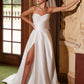 Nox Anabel JW938 Floor Length A-Line Sweep Train Gown High Slit Strapless