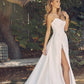 Nox Anabel JW938 Floor Length A-Line Sweep Train Gown High Slit Strapless