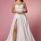 Nox Anabel JW938 Floor Length A-Line Sweep Train Gown High Slit Strapless