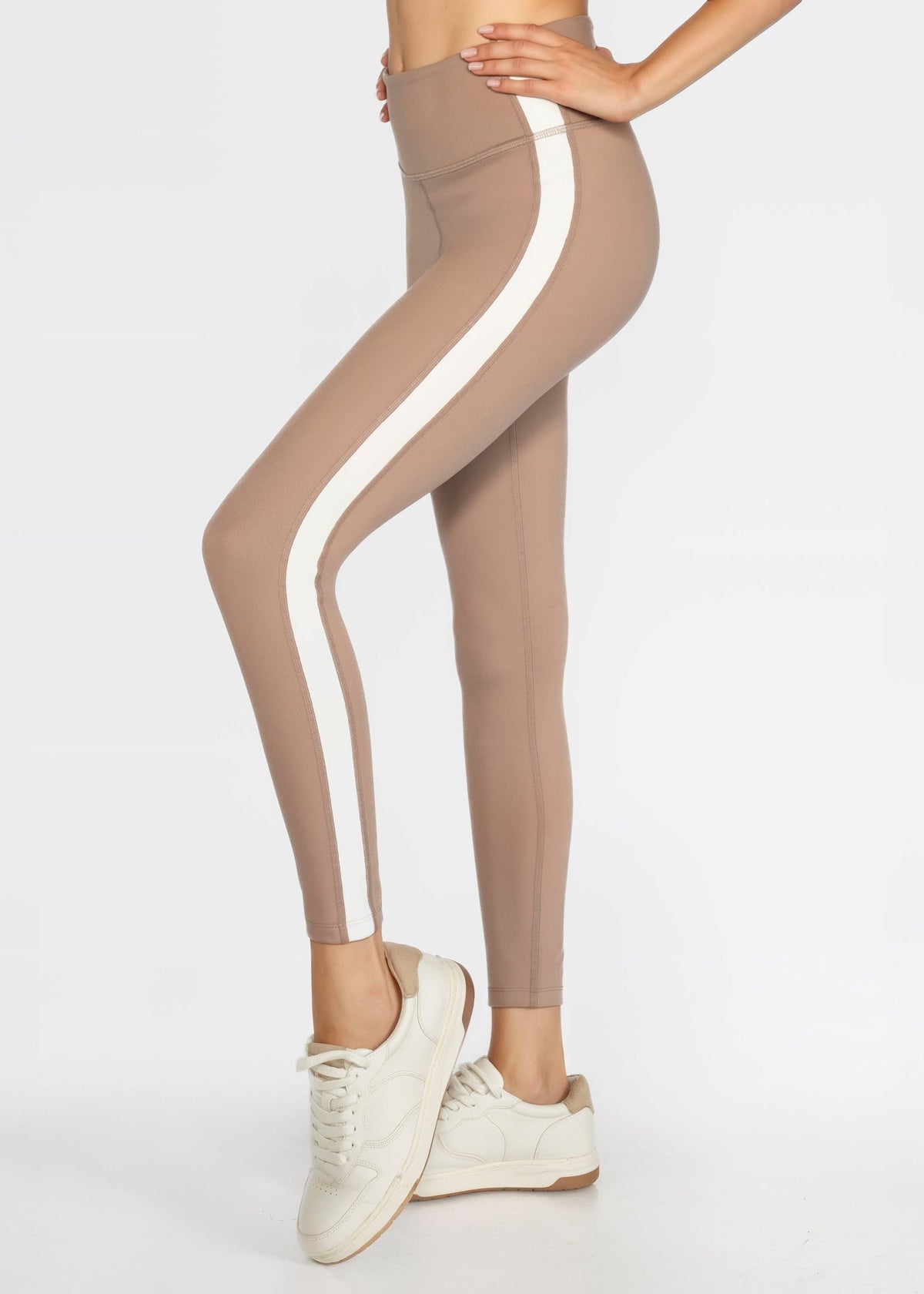 Trophy Yoga side split yoga leggings made in USA, featuring a sleek fitted design with ankle-length hems