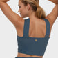 Trophy Yoga criss cross tennis crop top in black, made in USA