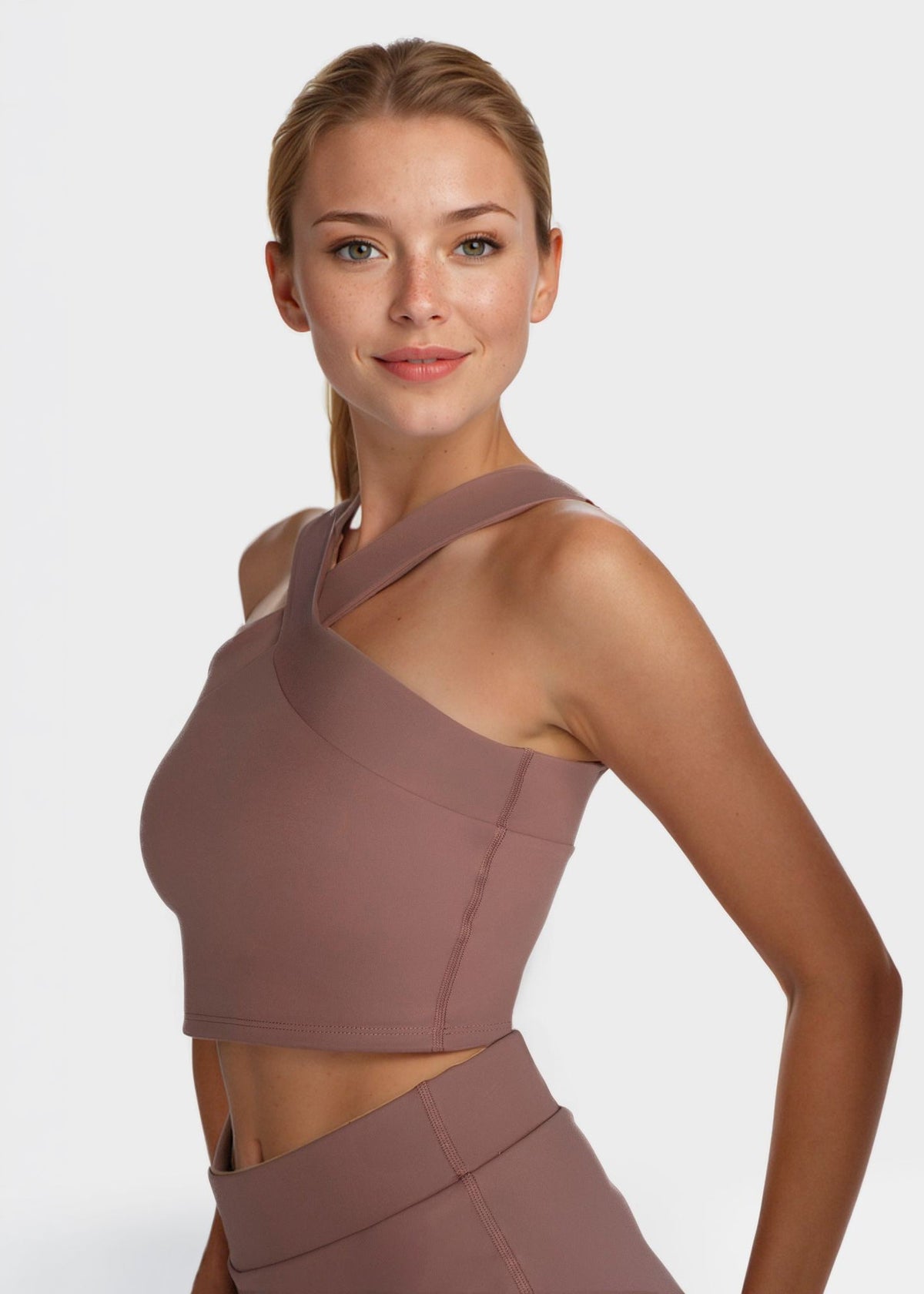 Trophy Yoga criss cross tennis crop top, Made in USA, athletic shirt and top with strappy back detail