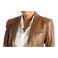 Jack Brown Leather Blazer – Elegant Leather Blazer for Women