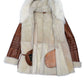 Ayvas Tan Shearling Coat with Fox Fur Trim Hoodie