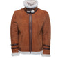 Hagans Tan Aviator Bomber Suede Shearling Jacket