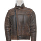Carters Distressed Biker Bomber Shearling Jacket with Notch Lapels