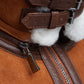 Hagans Tan Aviator Bomber Suede Shearling Jacket