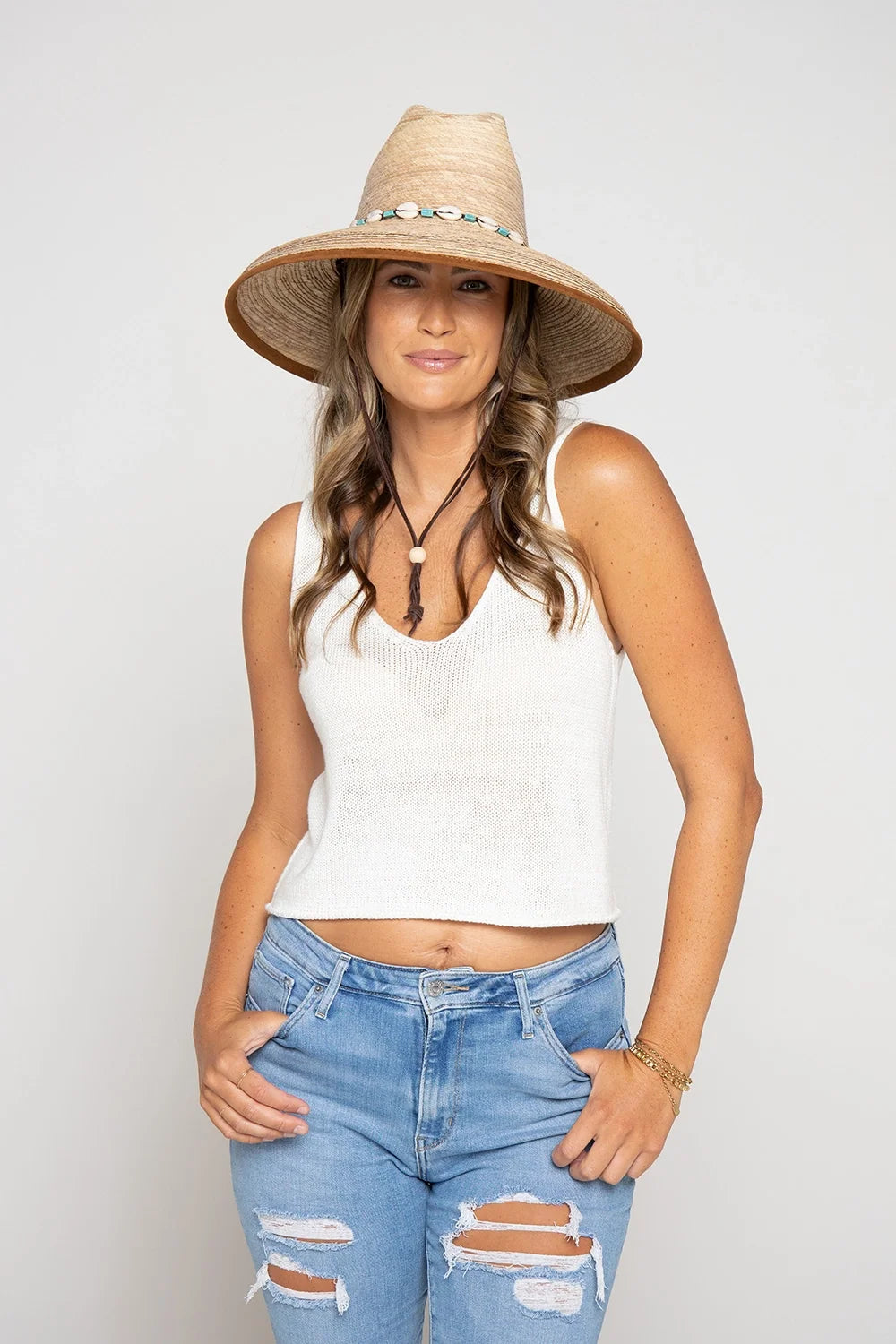 Peter Grimm Jamir straw lifeguard hat with wide brim and chin cord