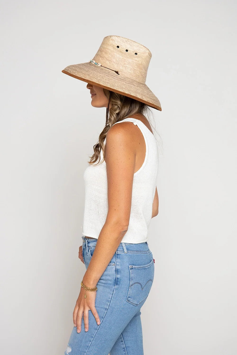 Peter Grimm Jamir straw lifeguard hat with wide brim and chin cord