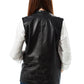 Tawana Black Front Open Leather Vest Jacket for Women