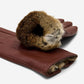 Julietta (brown) - Lambskin leather gloves with plush rabbit fur lining and touchscreen feature