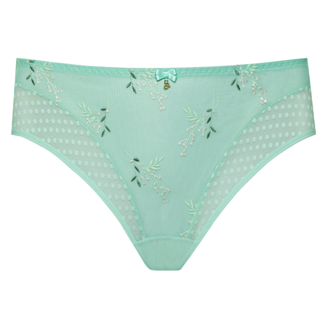 Samanta Juno Mint Sheer Mesh Tulle Embroidered Bikini Panty-3