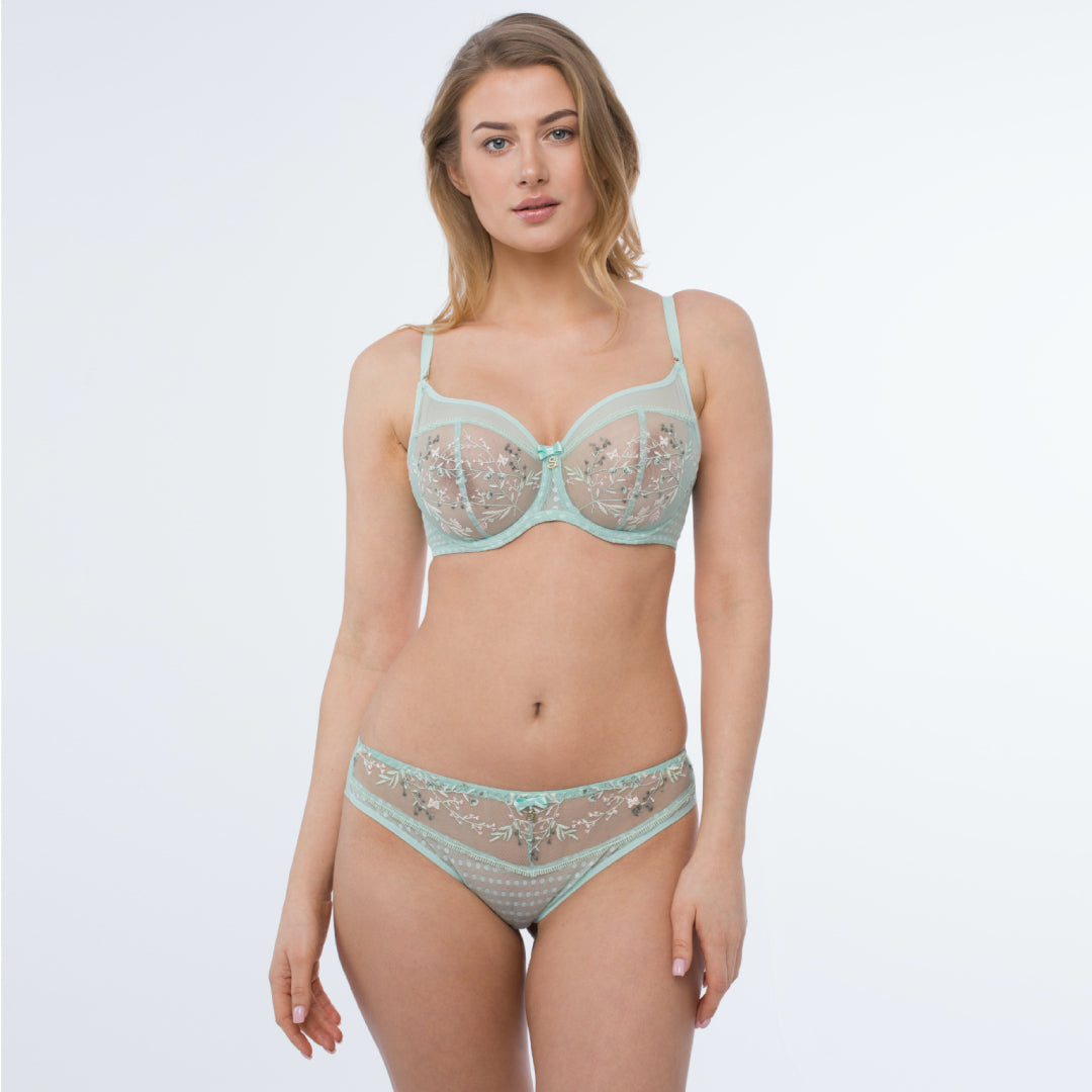 Sheer Mesh Embroidered Full Coverage Bra Juno-2