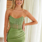 Nox Anabel K1520 Strapless Sheer Boned Waistline Ruched Hip Dress