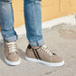 CALTO - K1550 - 2.8 Inches Taller (Nubuck Grey) - Lace Up Casual Sneakers
