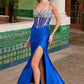 Nox Anabel K1575 Silver Stone Adorned Corset with Pleated Skirt Dress