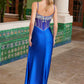 Nox Anabel K1575 Silver Stone Adorned Corset with Pleated Skirt Dress