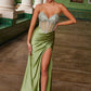 Nox Anabel K1575 Silver Stone Adorned Corset with Pleated Skirt Dress