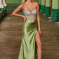 Nox Anabel K1575 Silver Stone Adorned Corset with Pleated Skirt Dress