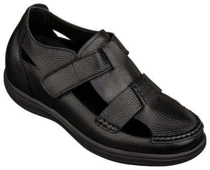 CALTO - K2661 - 3.2 Inches Taller (Black) - Casual Fisherman Sandal