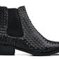 CALTO - K30521 - 3.3 Inches Taller (Black) - Woven Slip-On High-Top Chelsea Ankle Boots