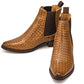 CALTO - K30522 - 3.3 Inches Taller (Brown) - Woven Chelsea High-Top Slip-On Ankle Boots