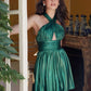 Nox Anabel K822 Short Halter Top Pleated Homecoming Dress