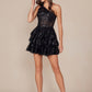 Nox Anabel K855 One Shoulder A-Line Embellished Homecoming Dress