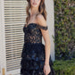 Nox Anabel K856 Short Off the Shoulder A-Line Tiered Skirt Dress