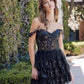 Nox Anabel K856 Short Off the Shoulder A-Line Tiered Skirt Dress