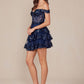 Nox Anabel K856 Short Off the Shoulder A-Line Tiered Skirt Dress