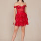 Nox Anabel K856 Short Off the Shoulder A-Line Tiered Skirt Dress