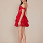 Nox Anabel K856 Short Off the Shoulder A-Line Tiered Skirt Dress